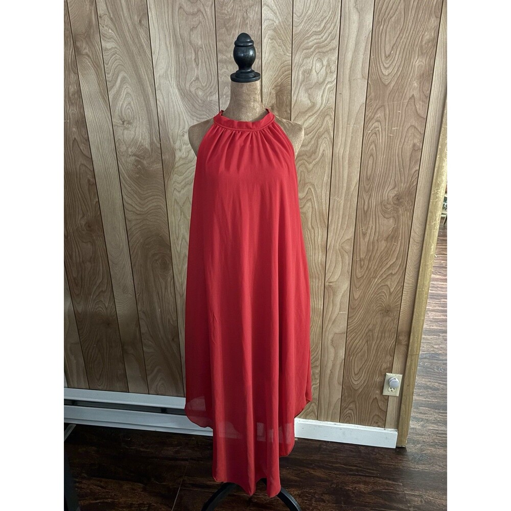 SHEIN Curve red high neck sleeveless swing dress Size 1x‎